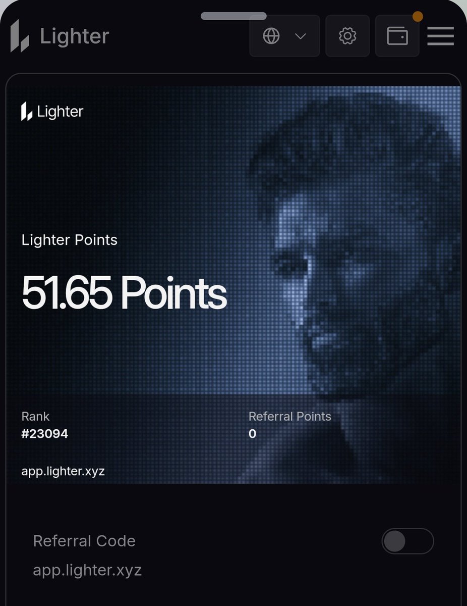 Finally made half a century with #LighterPoints. 
✅Century loading soon before tge. 
✅Grinded hard last week but still could make only 5.79 points.
✅ All eyes on spot trading to go live on Lighter to earn more points.
✅ #Lighter is the end game 🎯

$Liger $LIT