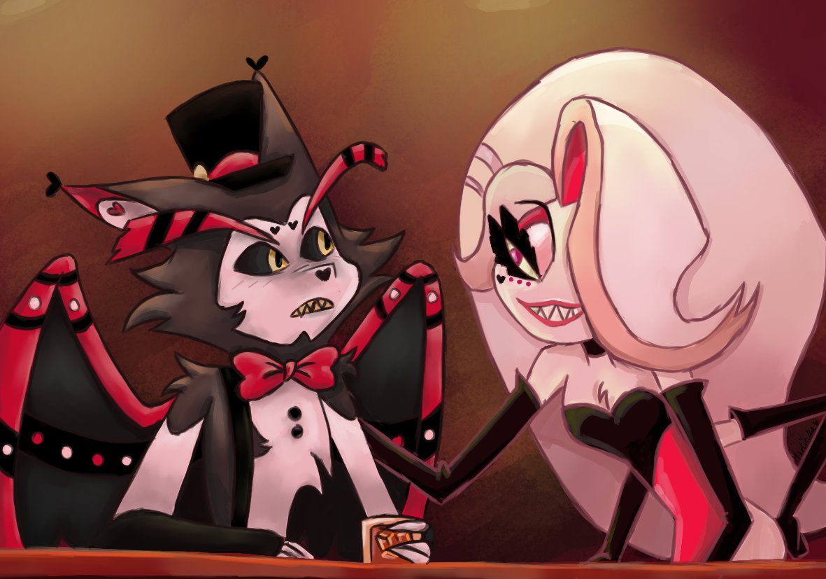 Martieckaa's tweet photo. I love this scene🥹 #huskerdust #HazbinHotelFanart #HazbinHotel #hazbinhotelseason2 #husk #angeldust https://t.co/YP1cL6XCGH