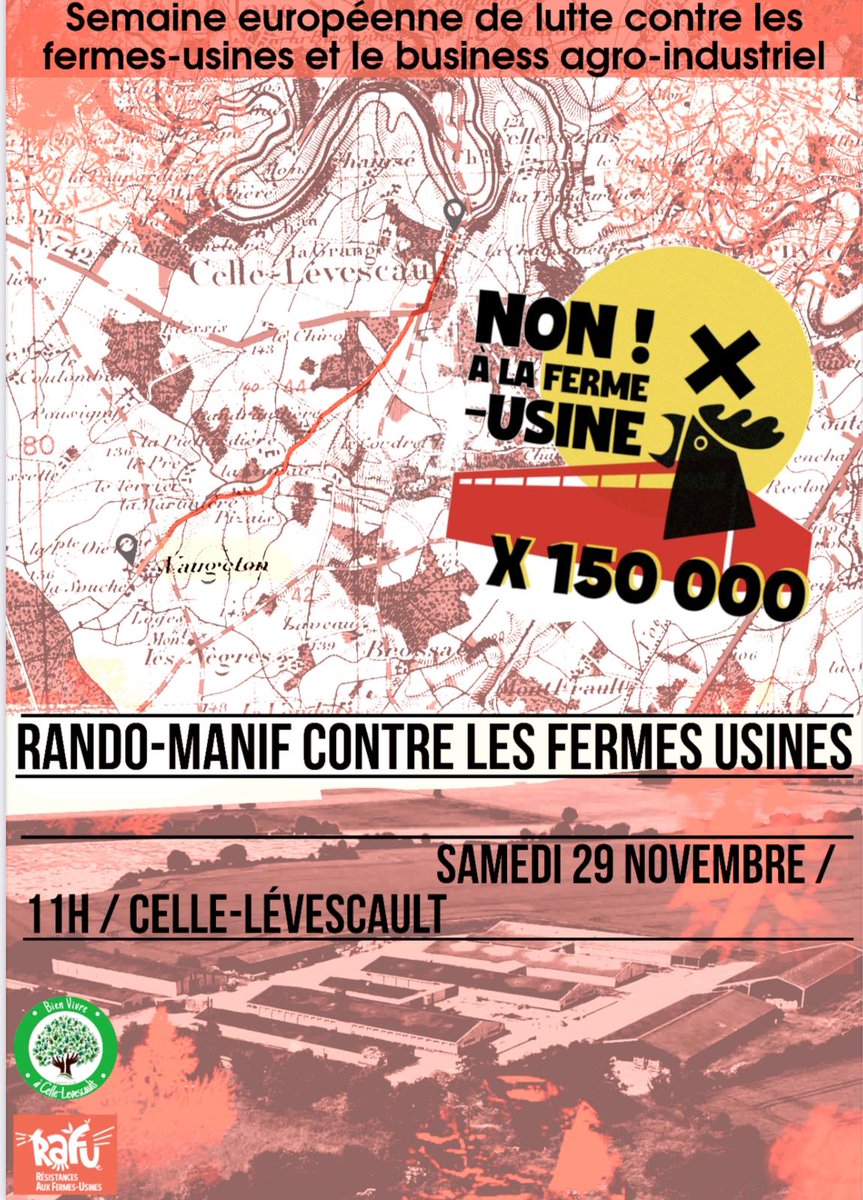 📣 Le 29 nov., mobilisons-nous contre les fermes-usines !
À Vaugeton, un projet de 150 000 poules menace nos campagnes.
La loi Duplomb pourrait étendre ces méga-élevages partout.
✊ Stop !
