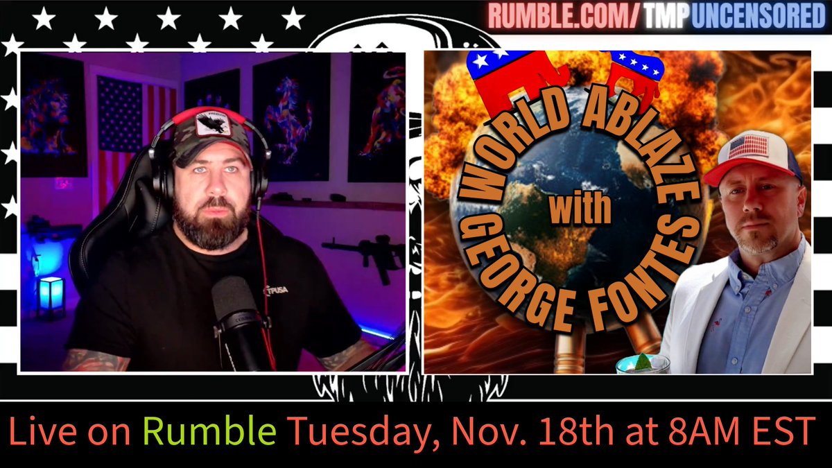 fontesablaze's tweet image. I will be live as a guest on TMP Uncensored with The Misfit Patriot @misfitpatriot_  on Tuesday, Nov. 18th at 8AM EST...
#Livestream #Discourse #DailyBreakdown