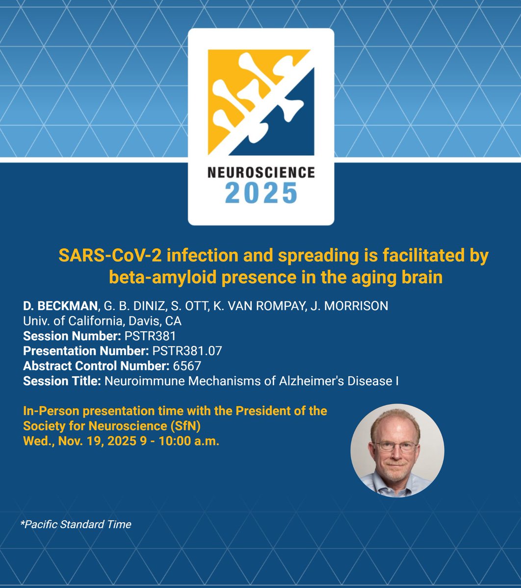 "COVID is just a Flu."
"#LongCovid isn't real"
Meanwhile, in the scientific world, my boss will present my poster on the connection between #Alzheimer and #NeuroCovid at one of the most important scientific meetings on the planet. Details below, stop by if you are around!  #SfN25