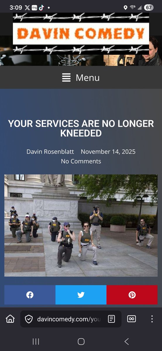 davinsden's tweet image. Davin&apos;s latest blog is online. He discusses the FBI agents that were recently fired for taking a knee during the George Floyd protests in 2020. Read it here:  davincomedy.com/your-services-…

We discuss Saturday @talkmedianetwrk and the podcast drops Sunday.

#blog #blogger #blogpost