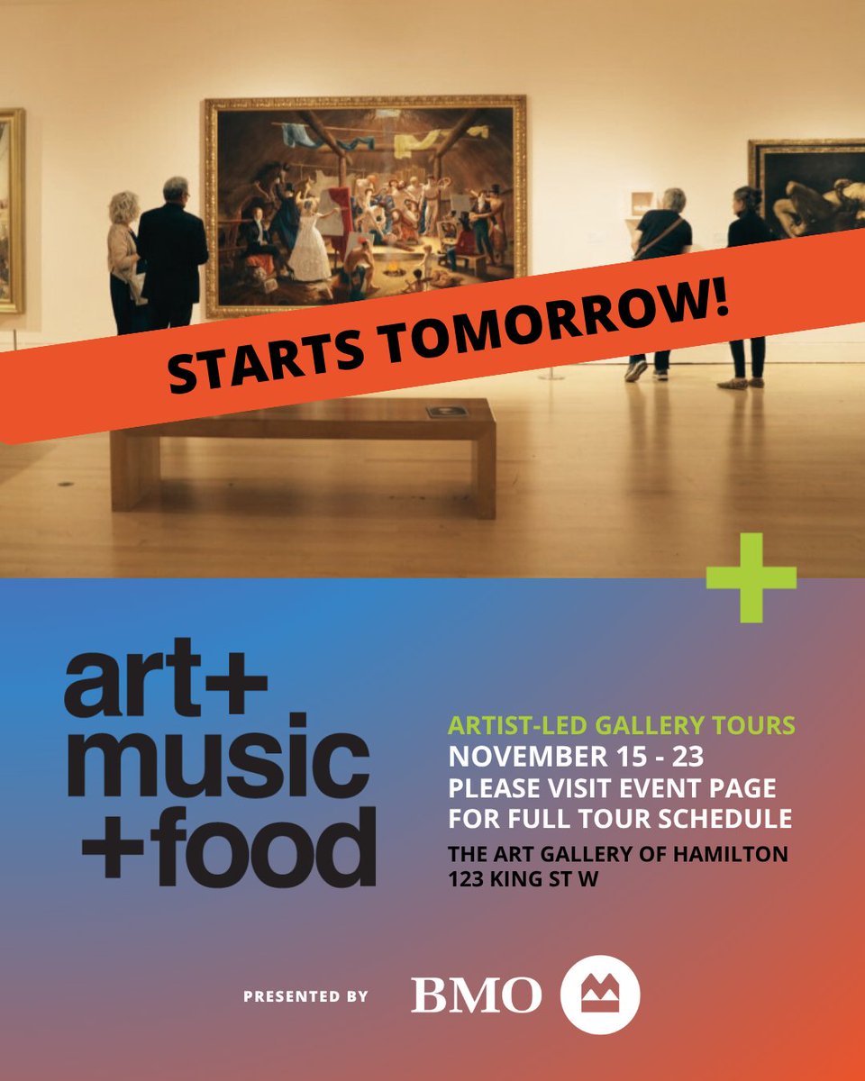 STARTS TOMORROW! 

Artist-Led Gallery Tours 

Daily tours with local artists sharing new perspectives and personal favourites. 

🗓️ Nov 15–23 | Times vary 

Meet at Visitor Services | Drop-in 

artgalleryofhamilton.com/program/artist…