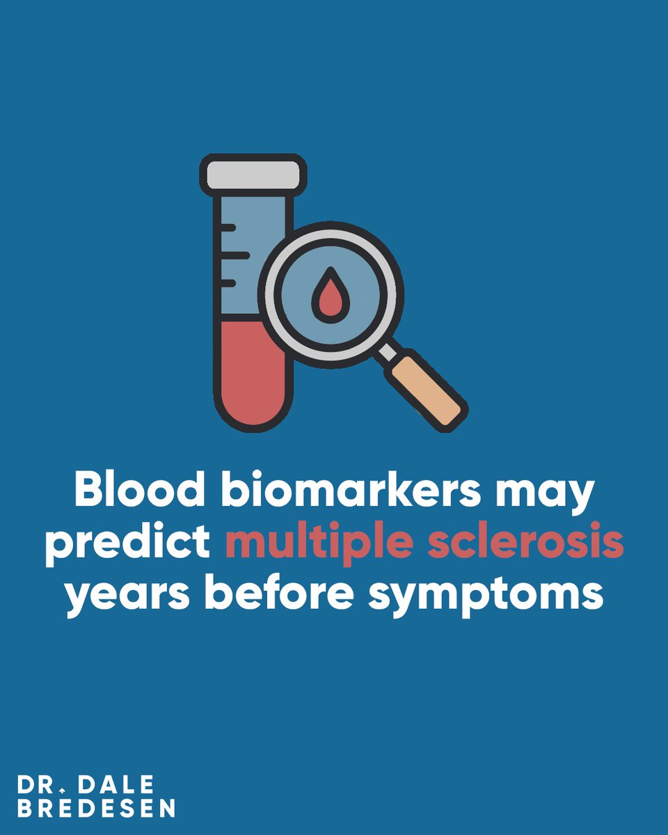 A blood biomarker monitored by our BrainScan test has also been found to be elevated before symptoms of Multiple Sclerosis appear. In new research, neurofilament light chain (NfL) was elevated six years before symptoms began. sciencealert.com/blood-signals-…