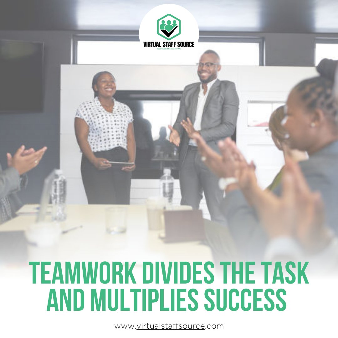 VirtualStaffSrc's tweet image. Teamwork divides the task and multiplies success! 

The five elements: Communication, Delegation, Efficiency, Ideas, and Support. 

Build these with your team for big wins! 🌟 

#VirtualStaffSource #VirtualAssistant #Teamwork  #recruitment #workfromhome #gainfreedom
