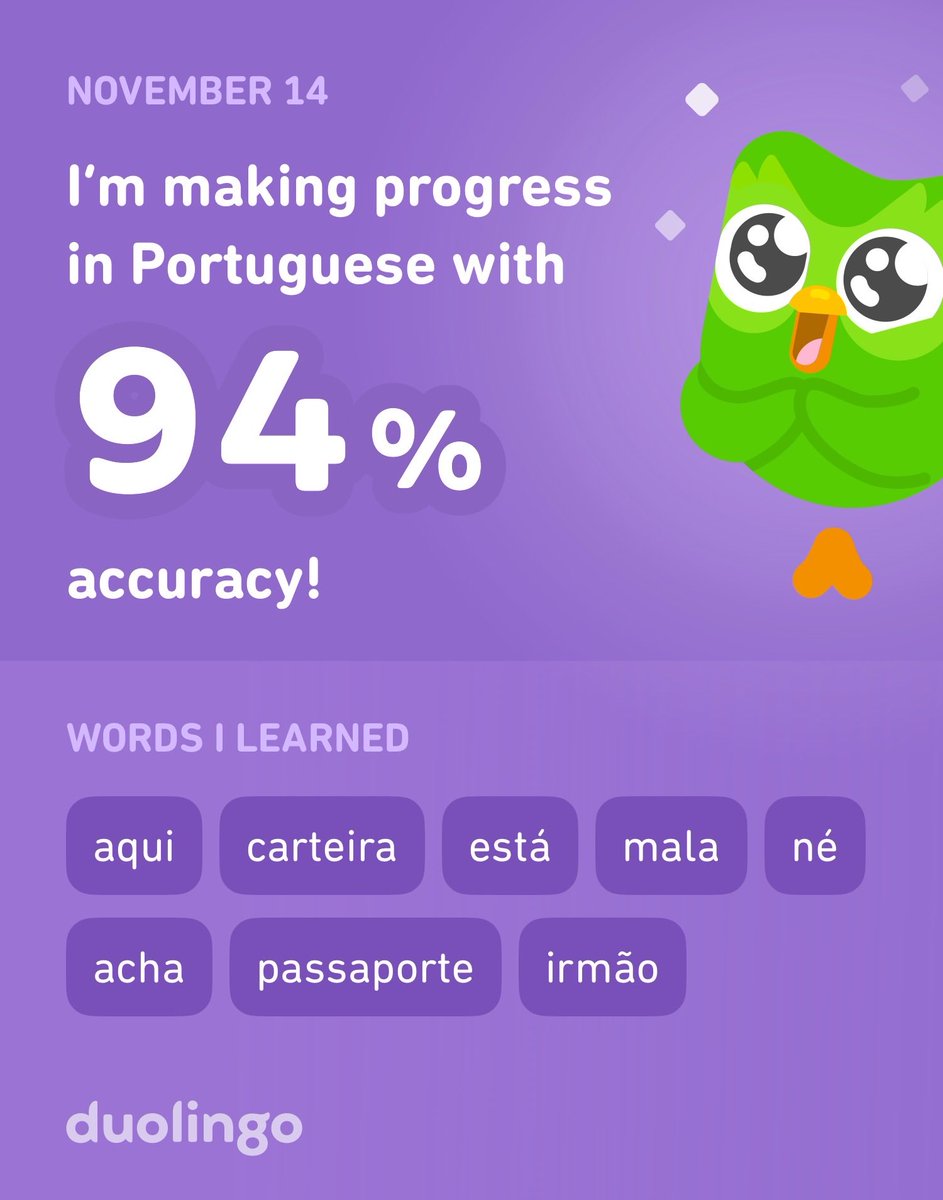 I’m learning Portuguese on Duolingo! It’s free, fun, and effective.