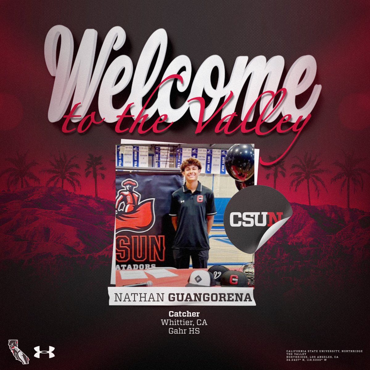 CSUNBaseball's tweet image. Big addition behind the dish. 

Welcome to CSUN, Nathan! 

#GoMatadors