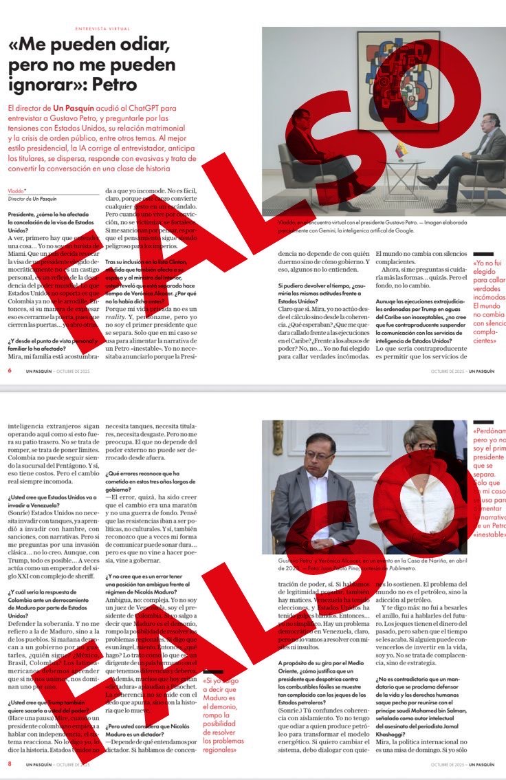 Ojo con esta entrevista. Es completamente falsa. Mafias intentando rupturas que les convienen