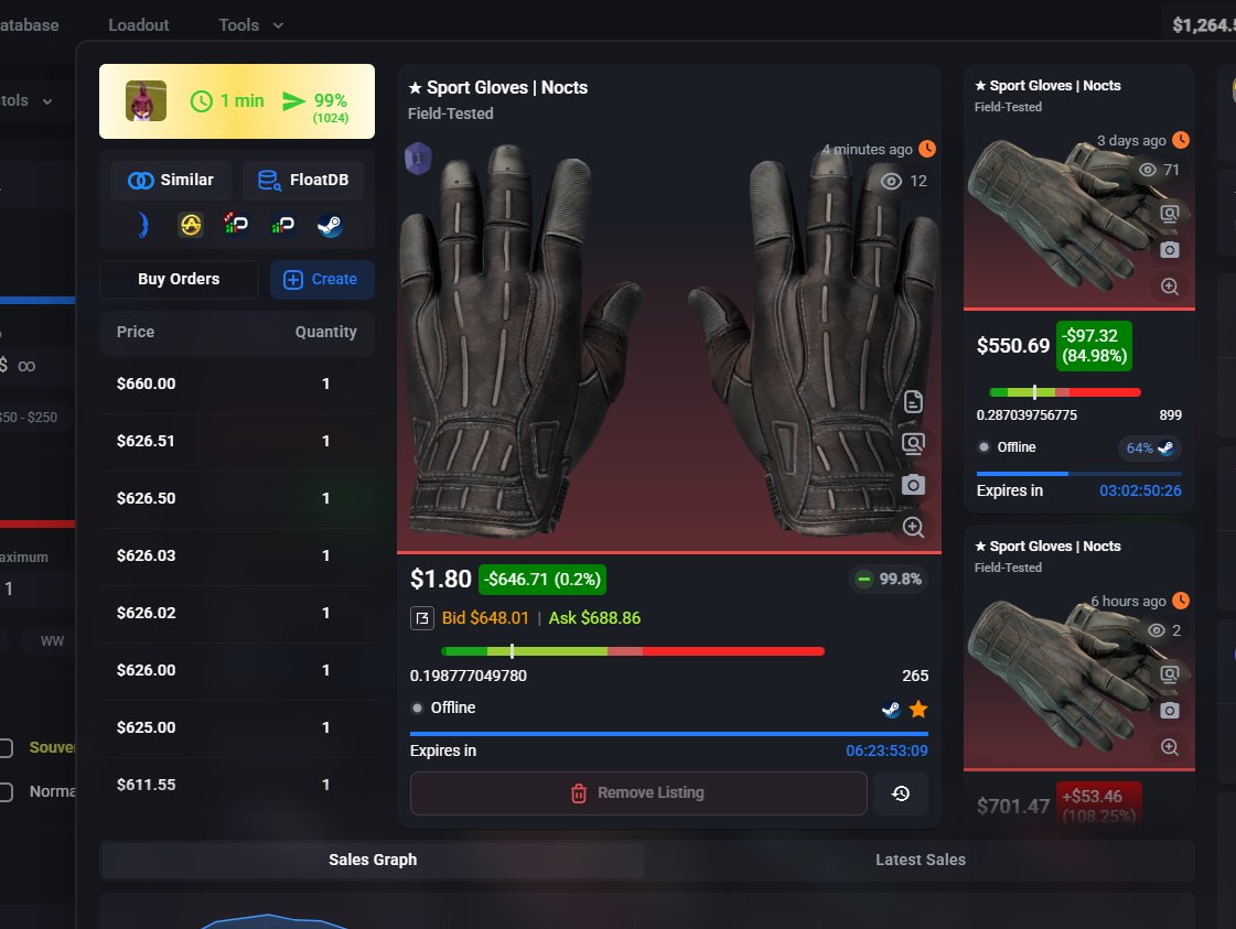 netstatcs2's tweet image. For the collectors out there, letting you know that I run an auction for #1 nocts max black, pattern 265. Also considered t0 in chinese guides. csfloat.com/item/909539242…