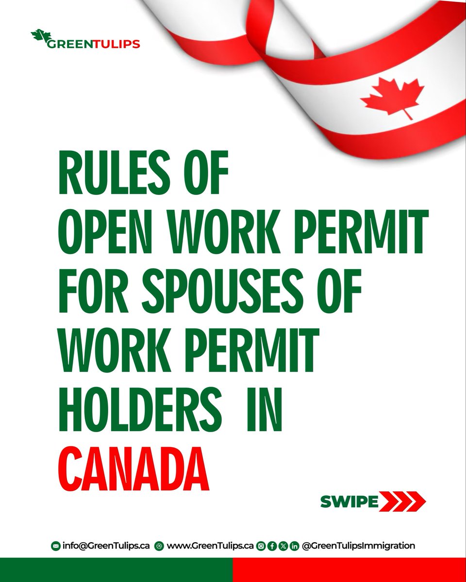 GreenTulipsImm's tweet image. Rules of Open Work Permit for spouses of work permit holders in Canada. 

#Canada #OpenWorkPermit #SpousalOpenWorkPermit #PostGraduationWorkPermit #CanadianImmigration #SOWP #PGWP #WorkPermit #WorkinCanada