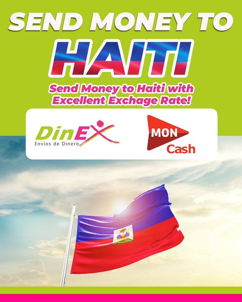 Send money with #Dinex to #MonCash  in #Haiti 🇭🇹💰