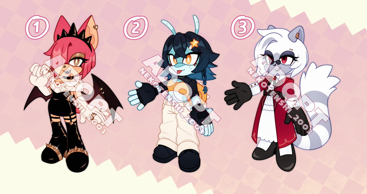 2003Nekotenshi's tweet image. ✨SONIC ADOPTABLES!✨
💖💫All of them for $55 USD! 💫💖

The first character couldn’t be adopted due to an unforeseen issue. It’s now available again with a redesign and includes both the new and original versions.
#adopt #sonicoc #sonicadoptable
#adoptable