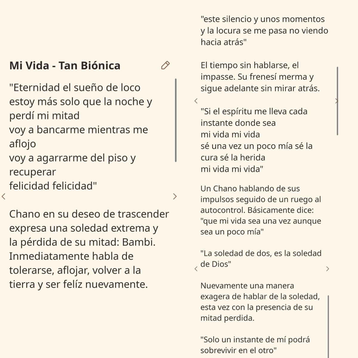 tanbionicaback's tweet image. &quot;Mi Vida&quot; probablemente de las canciones más esperanzadoras (raro) que sacó Tan Biónica.
Introspección, búsqueda espiritual, amor y finalmente armonía.

Acá dejo una breve interpretación y análisis de la redención de Chano y su amor para con Bambi y Tan Biónica.