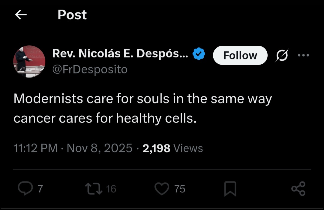 FrValerii's tweet image. Cancer destroys and kills healthy cells. But, since &quot;Thesis&quot; states that Modernists ensure the Apostolicity and Indefectibility of the Church; either 1) Modernism isn&apos;t cancer or 2) Modernists destroy and kill the Apostolicity and Indefectibility of the Church. It can&apos;t be both: