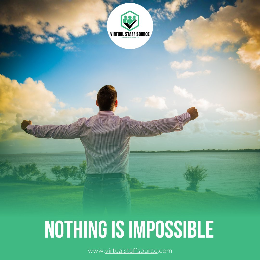 VirtualStaffSrc's tweet image. “Nothing is impossible.” 

Those who believe this aren’t afraid of failures—they see every setback as part of the journey to success. 💪 

#VirtualStaffSource #VirtualAssistant  #recruitment #WFH #gainfreedom #digitalmarketing