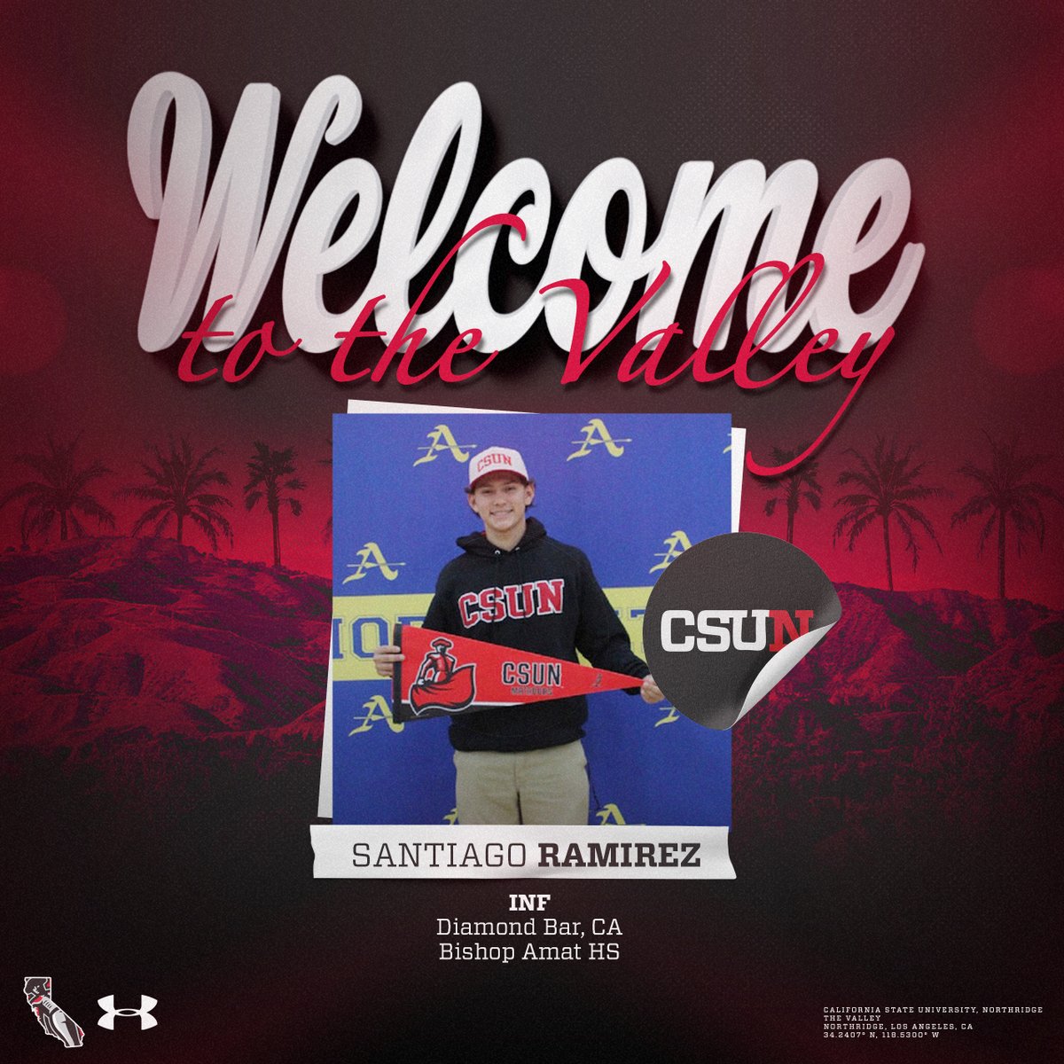 CSUNBaseball's tweet image. Bringing his glove and his bat to Northridge

Welcome to CSUN, Santiago!

#GoMatadors