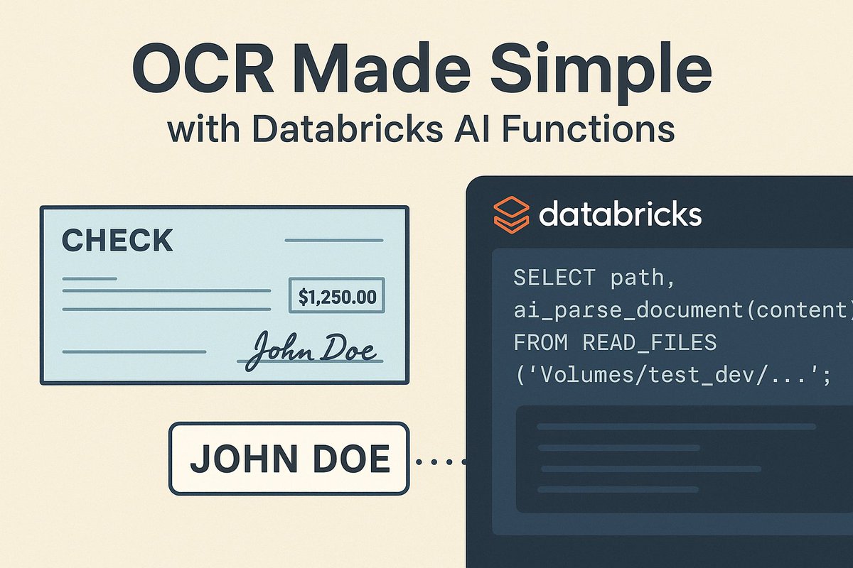 databricks's tweet image. ai_parse_document is a new AI Function that makes it easy to extract structured content from unstructured documents, so you can leverage all your data with your AI. 

Databricks MVP Conner Schiissler put ai_parse_document() to the test — and the results were impressive:…
