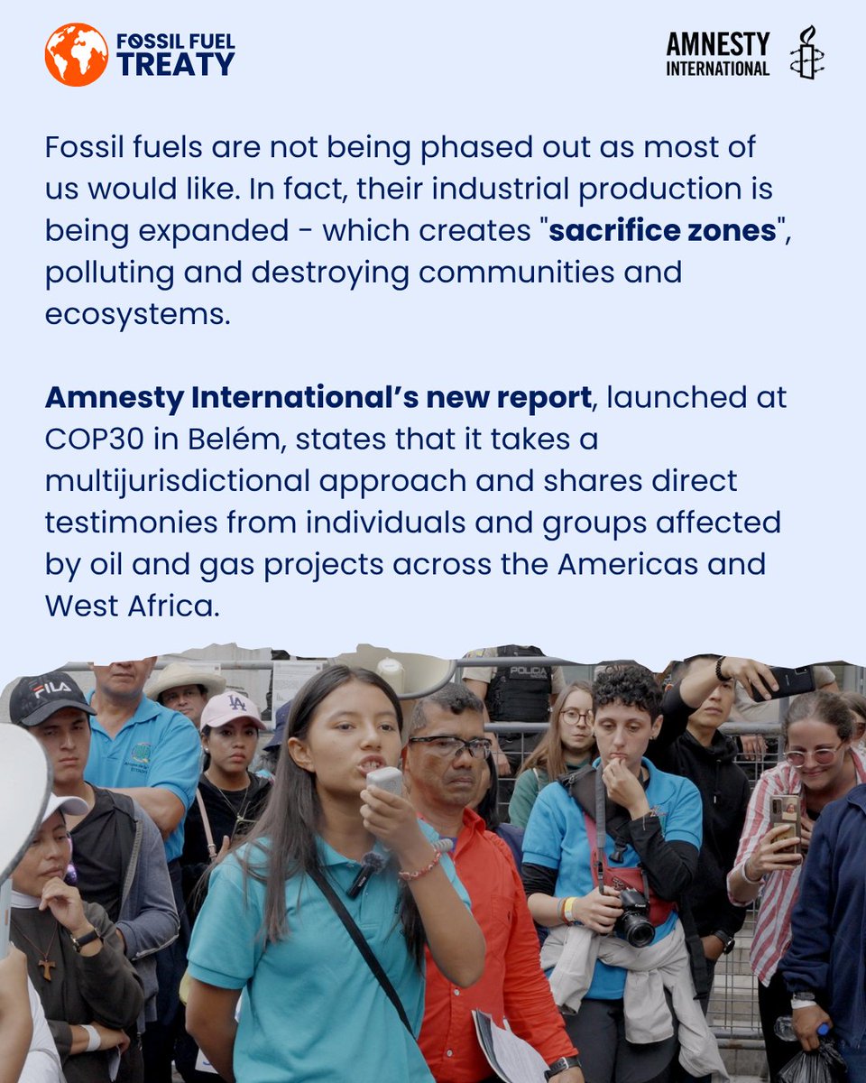 fossiltreaty's tweet image. The fossil fuel industry is extending its reach around the world, despite global commitments by world leaders to move away from coal, oil and gas.🌍⚠️

In #ExtractionExtinction, @amnesty expose how the fossil fuel infrastructure is expanding at the expense of human rights.