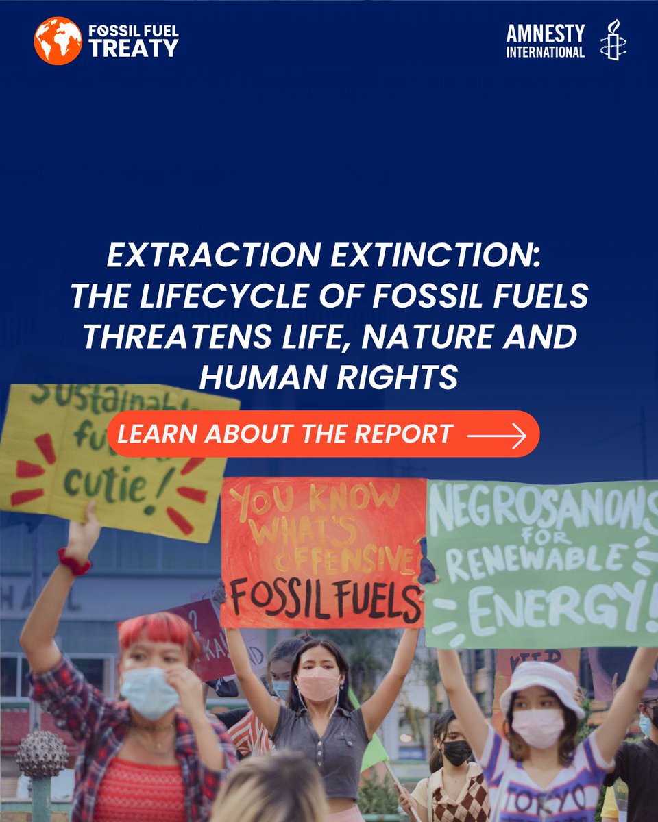 fossiltreaty's tweet image. The fossil fuel industry is extending its reach around the world, despite global commitments by world leaders to move away from coal, oil and gas.🌍⚠️

In #ExtractionExtinction, @amnesty expose how the fossil fuel infrastructure is expanding at the expense of human rights.