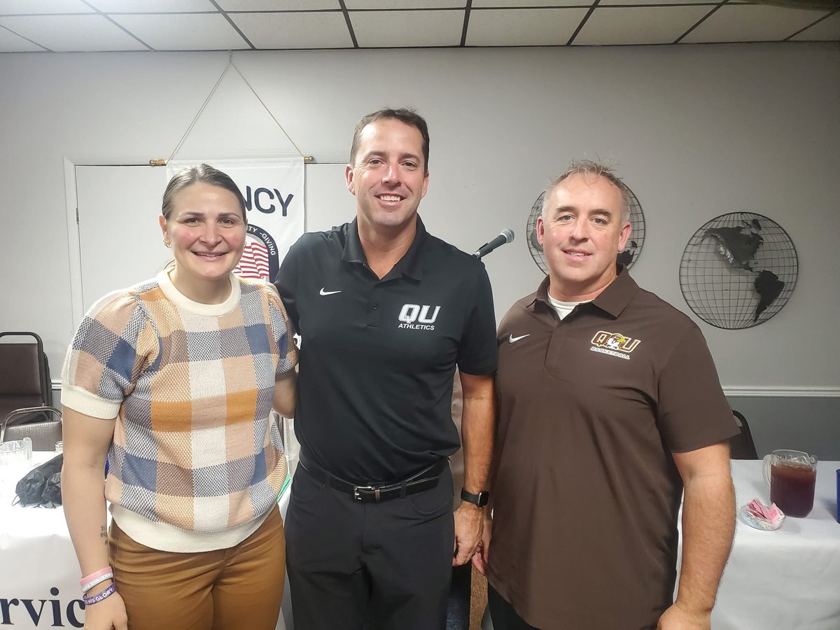 <a href="/258Mentality/">Mr. and Mrs. 25/8</a> <a href="/CoachBradHoyt/">Coach Brad Hoyt</a> Thanks to the Quincy Service Club for having these two speak on behalf of their programs!!!  <a href="/QUHawksMBB/">QU Men's Basketball</a> <a href="/QUHawksWBB/">QU Women's Basketball</a> Opening night for both programs!!!!