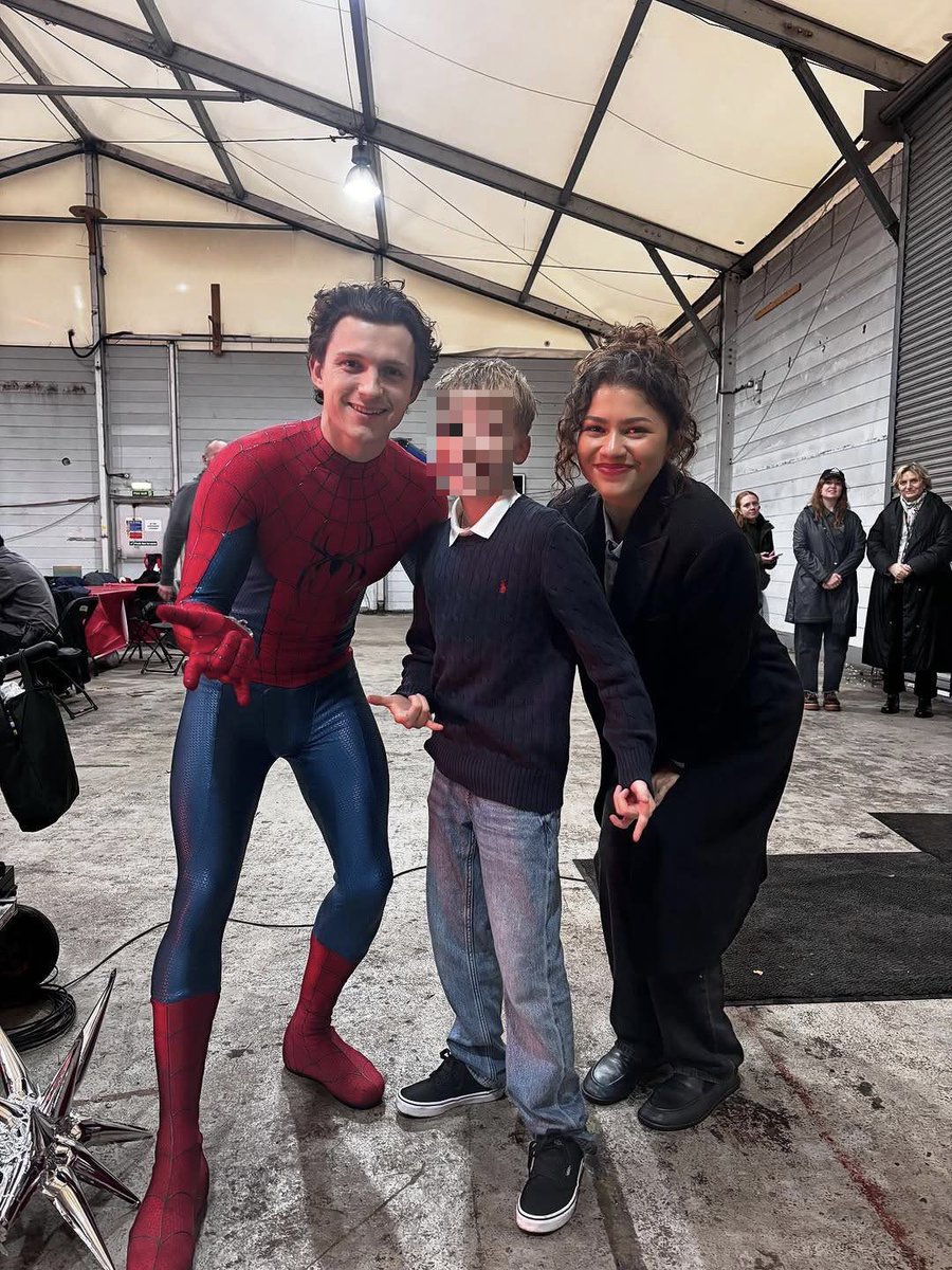 Tom Holland and Zendaya with fans on the set of #SpiderManBrandNewDay!