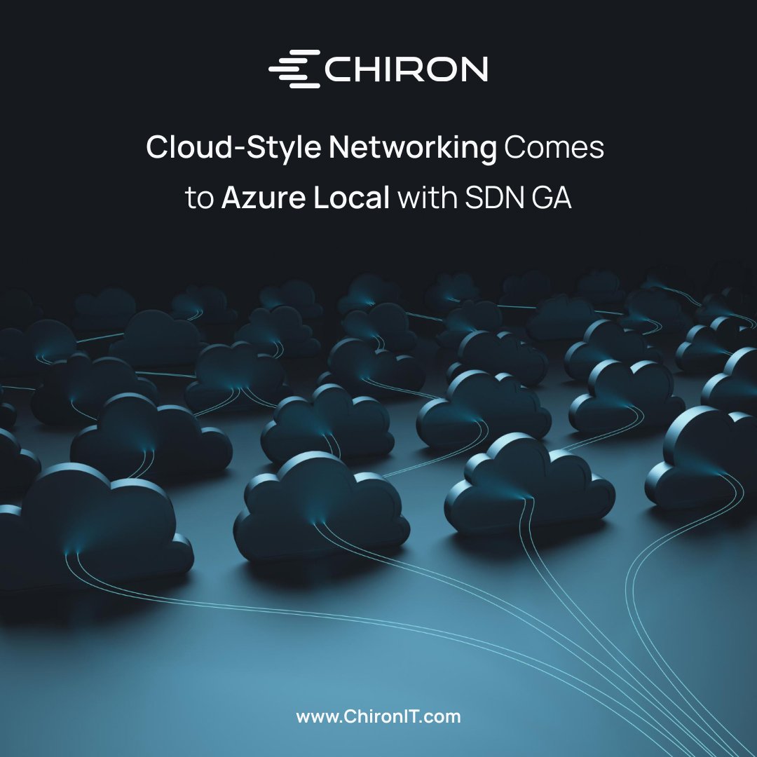 ChironUsa's tweet image. The Software Defined Networking (#SDN) feature is now generally available for Azure Local, providing you cloud-style network control on your on-premises infrastructure, including logical networks, NSGs and network interfaces managed through the Azure control plane. 
#ChironIT