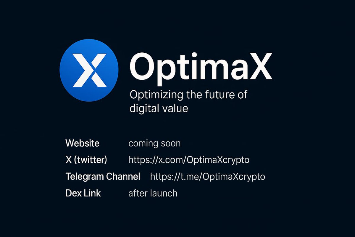 OptimaXcrypto's tweet photo. 🚀 Introducing OptimaX (OPX)
The next-generation digital asset built for speed, security &amp; real utility on Solana.
We’re here 🥰

🌐 Join our community &amp; be an early supporter:
👉 https://t.co/cYMyycpxzk

Stay tuned — big updates coming.
#OPX #OptimaX #Solana #Crypto #Web3

--- https://t.co/UCFfALqx8p