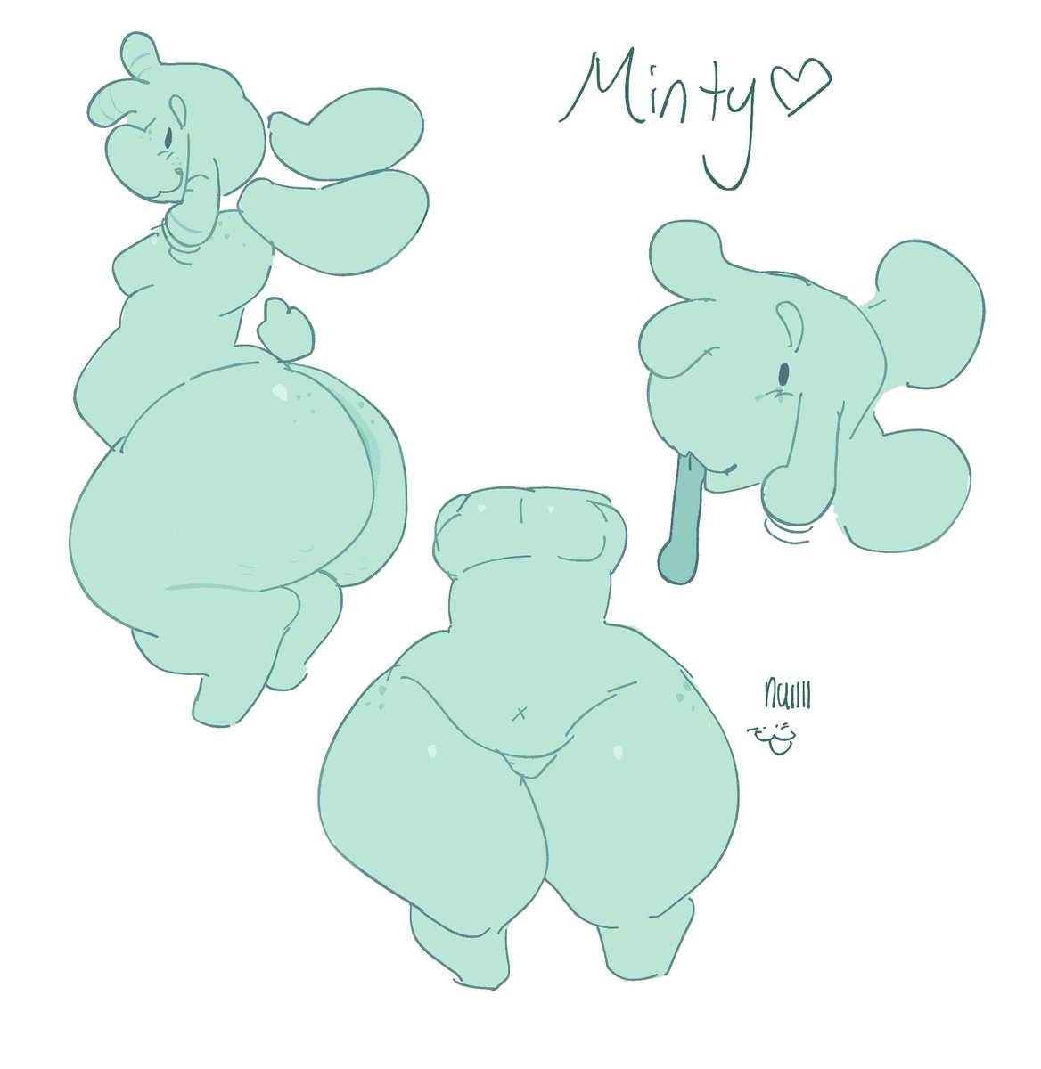 Bubble gum bunny oc !! Their name is Minty 
Based off of <a href="/Blue_BootyGum/">Blue_Bubblegum</a> oc