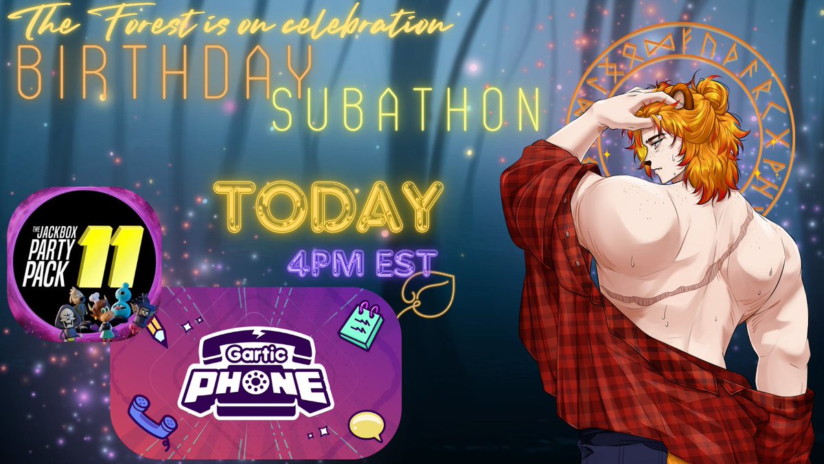 It's Time! Come celebrate the bear's B-day with some Gartic phone and Jackbox 11! twitch.tv/arousedbear