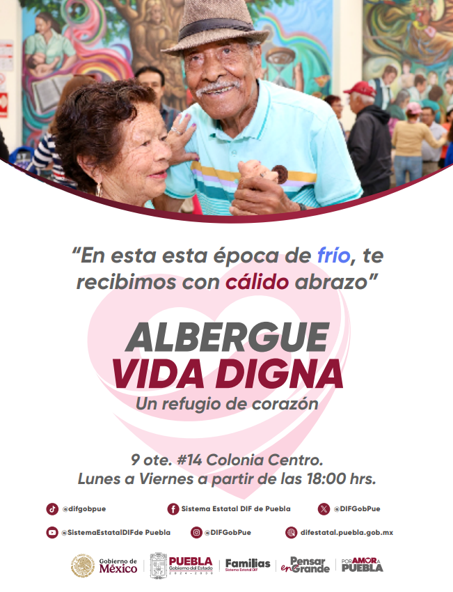 Trafico_Puebla's tweet image. 🏠 Albergue Vida Digna: un refugio seguro en esta temporada de frío ❄️

El @DIFGobPue ofrece este espacio a personas vulnerables.
 &quot;Te recibimos con un cálido abrazo&quot; 🤗

📍 Ubicación: 9 Oriente #14, Col. Centro
🕕 Horario: Lunes a viernes desde las 6:00 p.m.

#Puebla #Refugio…