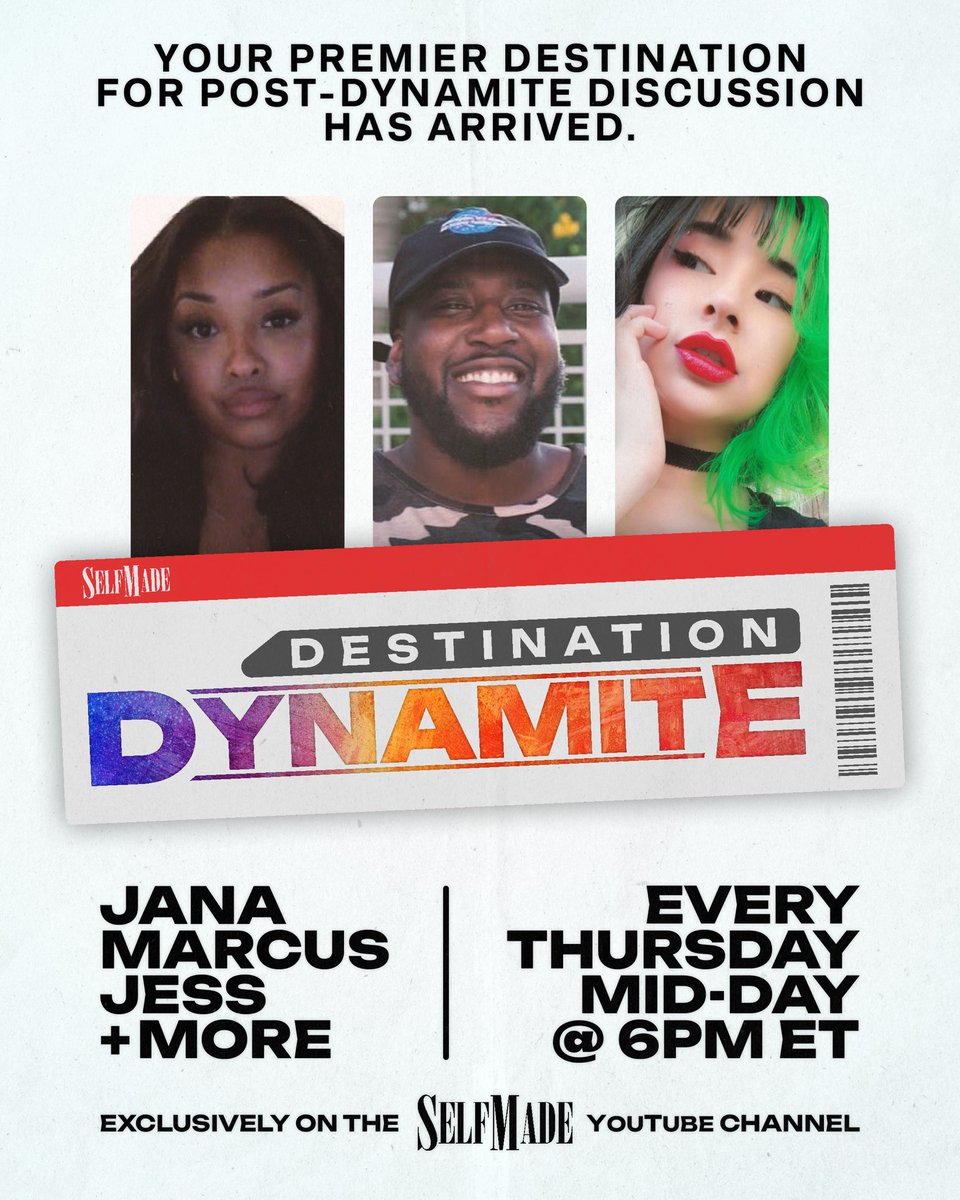 Have your ticket ready because you’re not gonna wanna miss the next stop..🚏

Starting NEXT THURSDAY, November 20th, Self Made introduces DESTINATION DYNAMITE, hosted by <a href="/marcusdavis904/">SELF MADE MARCUS💫</a> and <a href="/vivalajana/">jana</a>!

#DestinationDynamite is your new weekly show for all things post