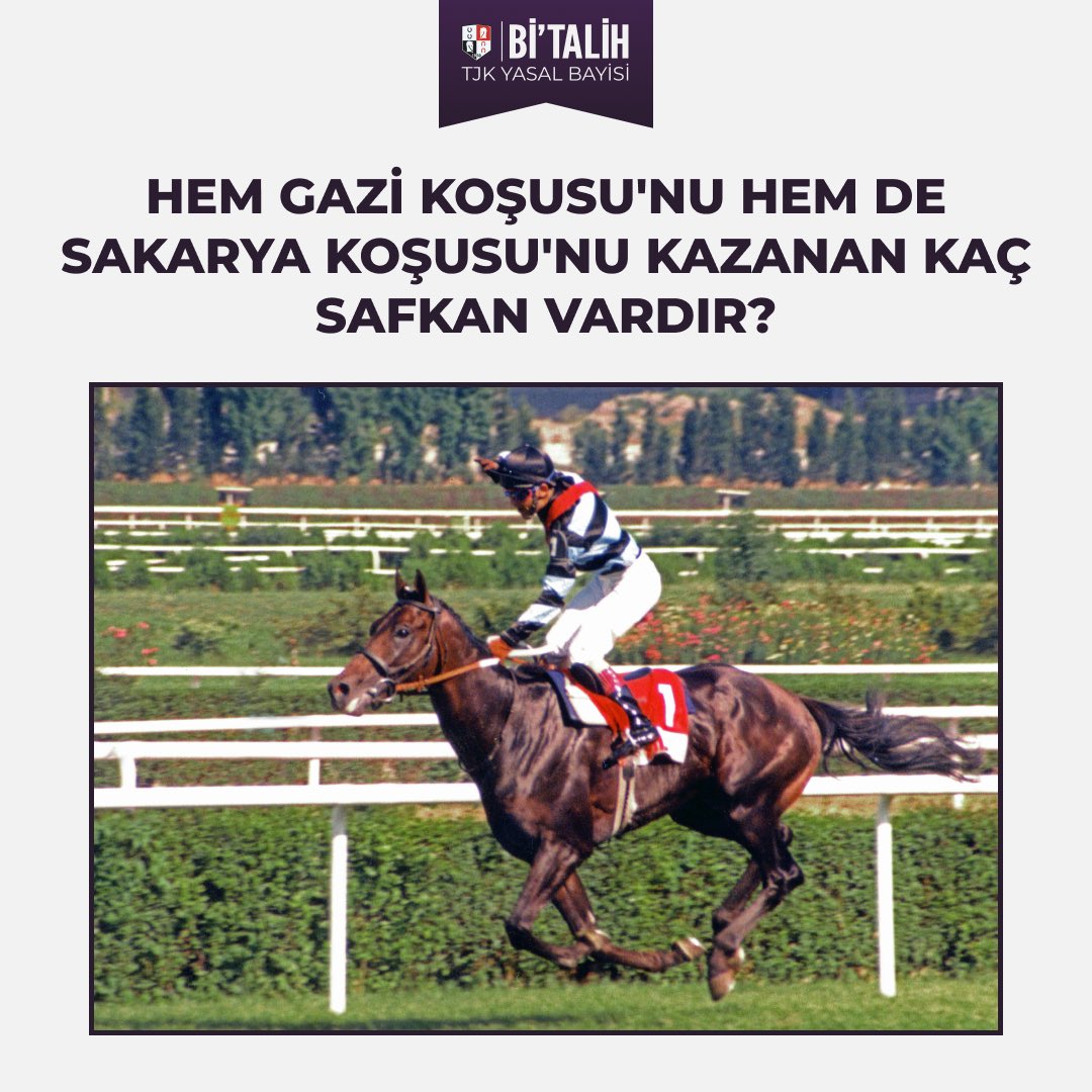 Hem Gazi Koşusu'nu hem de Sakarya Koşusu'nu kazanan kaç safkan vardır? 🤔

Doğru cevabı yaz, üye numaranla cevapla, 100 TL bonusu kap! 🎉

Doğru yanıtı veren ilk 50 <a href="/geldibitalih/">Bitalih</a> takipçisine 100 TL bonus!

Not: Kampanyadan sadece doğru cevabı veren İLK 50 <a href="/geldibitalih/">Bitalih</a> takipçisi