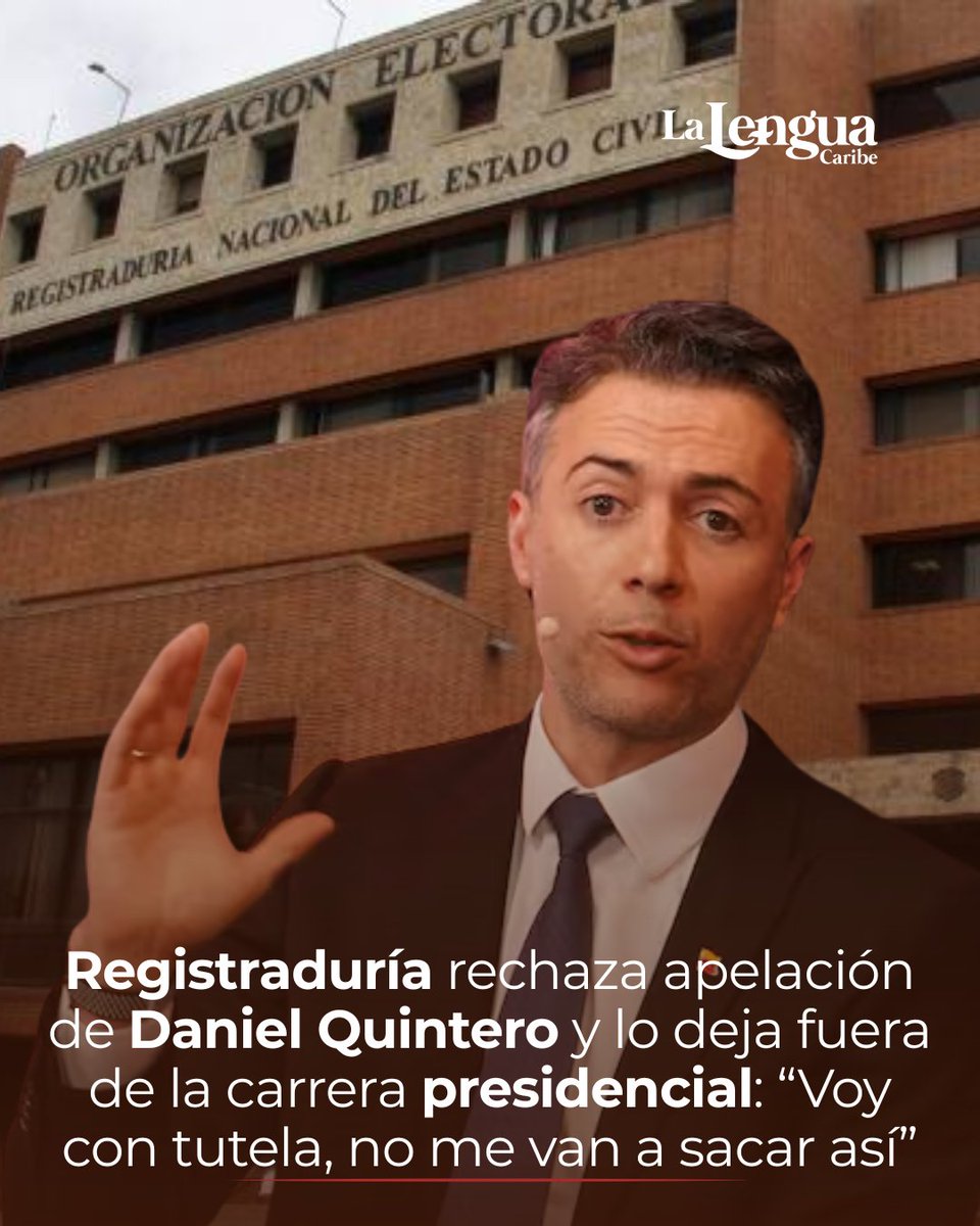 lalenguacaribe1's tweet image. La Registraduría Nacional del Estado Civil ratificó su negativa a permitir que el exalcalde de Medellín, Daniel Quintero, se inscriba como precandidato presidencial por firmas. A través de la resolución 14328.
zurl.co/M2uWH
#danielquintero #lalenguacaribejudicial
