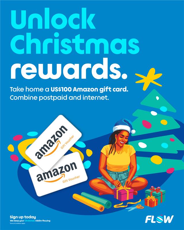 Holiday shopping looking a little heavy? We can help with that! 
Add Postpaid to your home internet and enjoy a USD$100 Amazon gift card on us. 💙
Check the link in our bio – or visit a Flow store to learn more!

#FlowChristmas #ChristmasRiddim