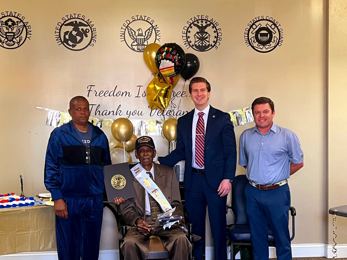 RepJakeJohnson's tweet image. RIP to an American Hero, Mr. John Hill. Recently, I had the honor of presenting him with a flag on his 100th birthday &amp;amp; so grateful to hear first-hand stories from his service on the USS Saratoga during WWII. Thank you for your dedicated service to our nation! @DeptVetAffairs