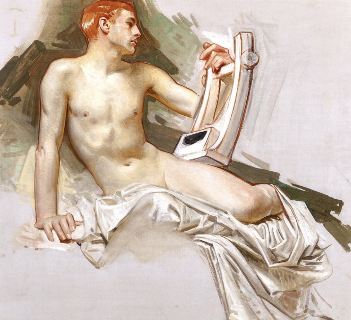 Adorneano's tweet photo. “ Man with Lyre “, 1910 -by Joseph Christian Leyendecker ( American 🇺🇸 1874-1951 ) �� https://t.co/XIe43rZvSz