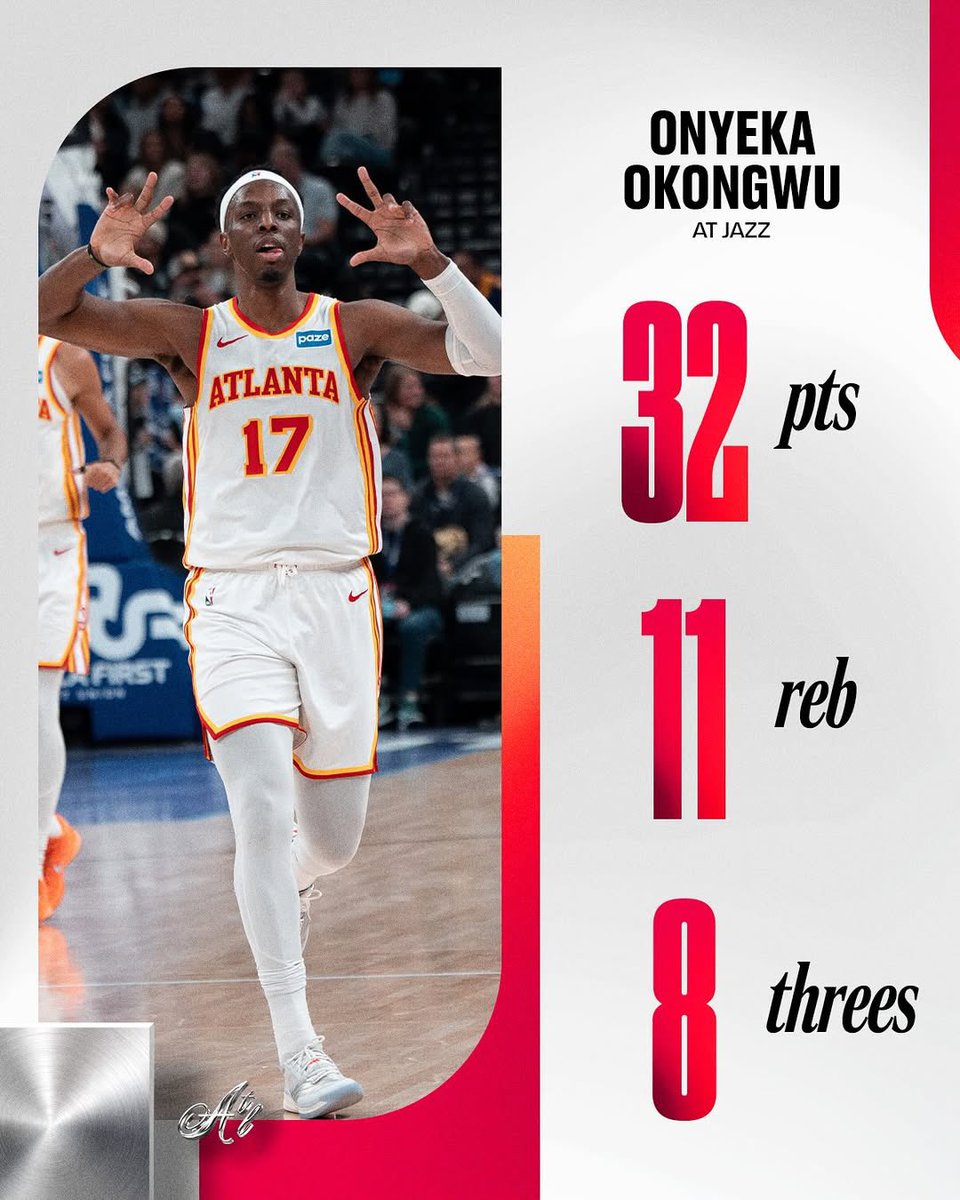 EtopUdoEma24's tweet image. Career Highs. 
Onyeka Okongwu @BigO21_ 
32pts (11-18FG, 8-14 3PT), 11rebs
Double Double.   32pts and 8 👌🏾’s