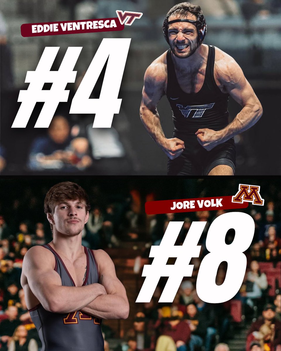 TOMORROW AT 11:00AM IN TULSA, OK 📍 

First Match of the Dual - #8 Jore Volk takes on #4 Eddie Ventresca of Virginia Tech! 

Watch Live 📺 - @flowrestling