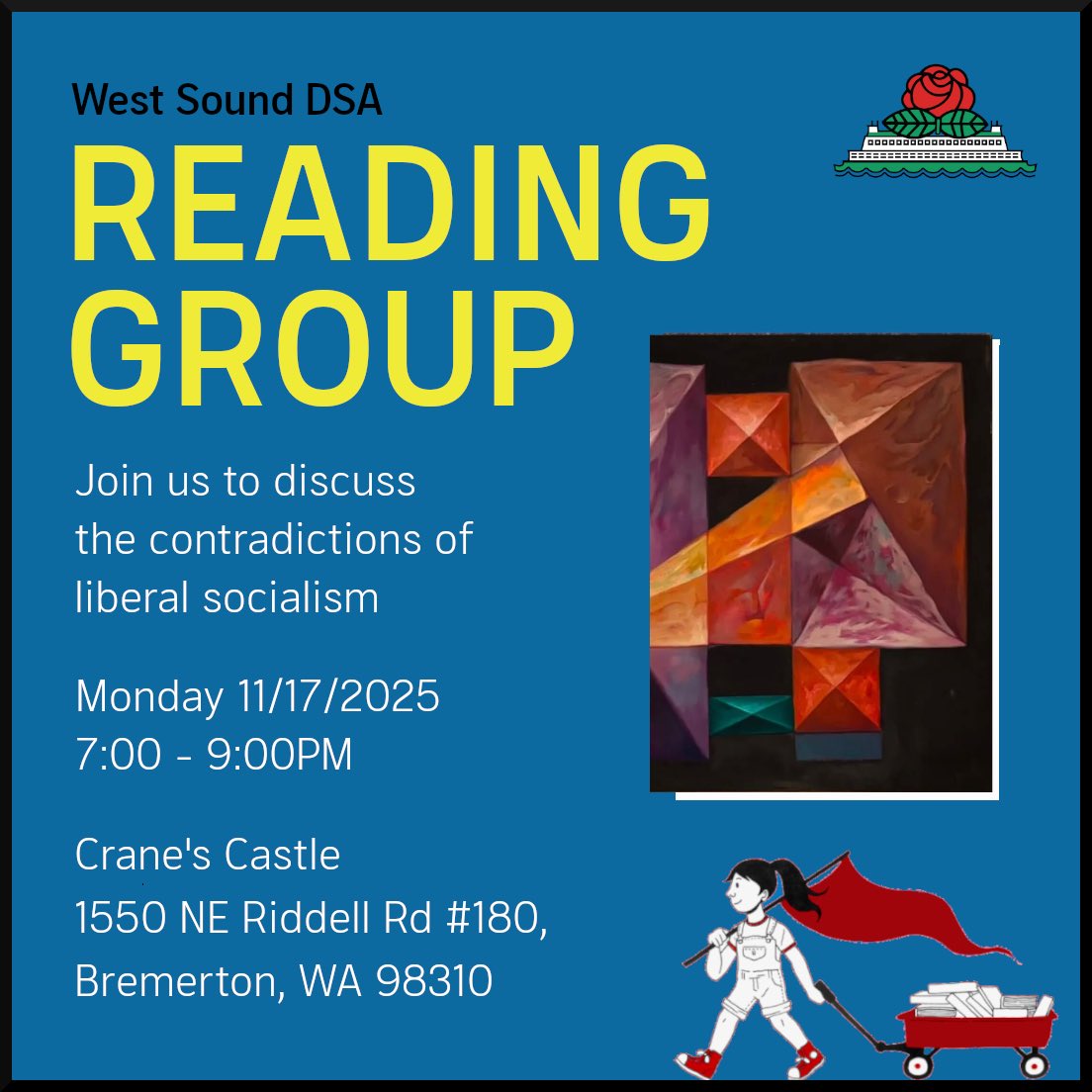 Join us Nov. 17th for our weekly reading group, located at Crane's Castle Brewing at 7PM! 

This week we'll be discussing the contradictions of liberal socialism. 

Find the article and RSVP here: actionnetwork.org/events/west-so…