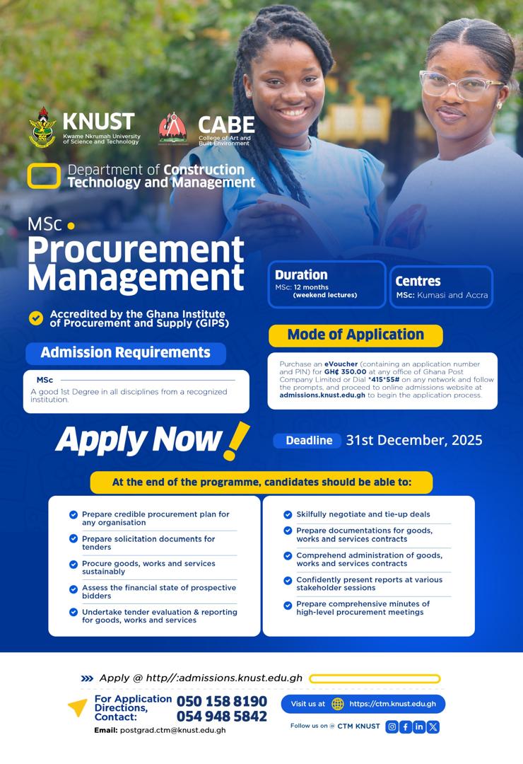 CONSTRUCTION TECHNOLOGY AND MANAGEMENT, KNUST tweet media