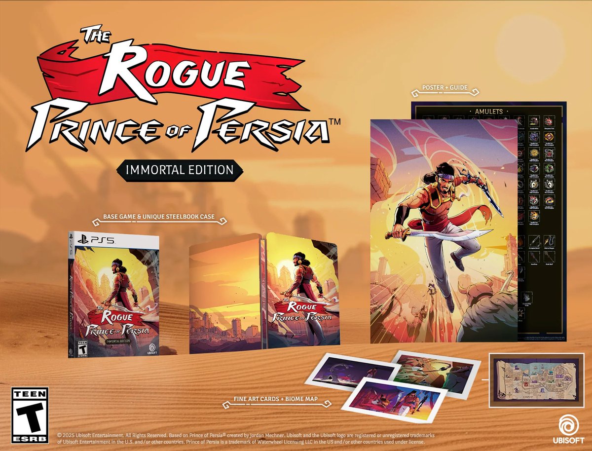 Wario64's tweet image. The Rogue Prince of Persia Immortal Edition (PS5/Switch 2 KC/Switch) up for preorder at VGP ($46.30 US Dollars). Standard $35 buff.ly/I2JWMSb #ad

Immortal edition includes Steelbook