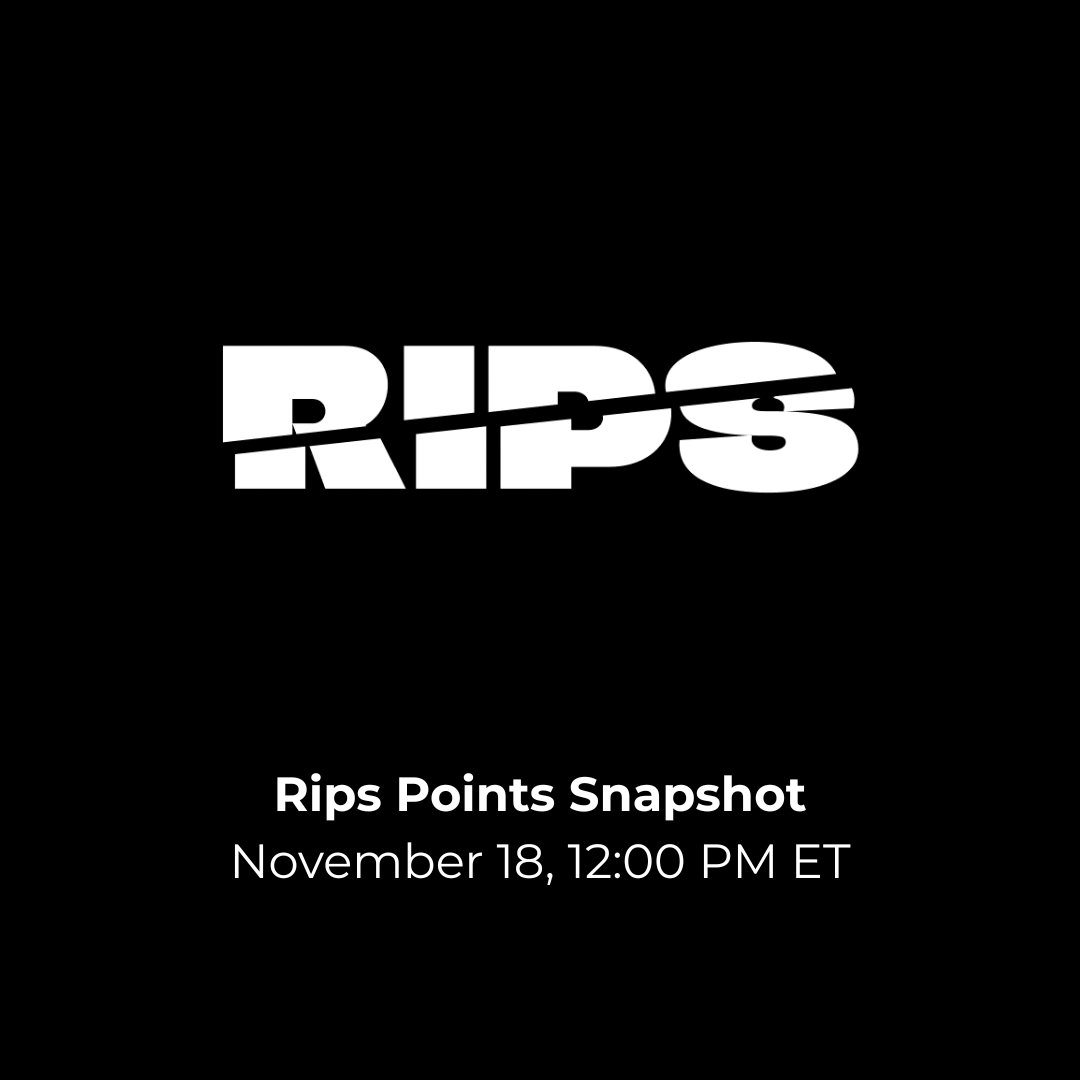 Season 1 is almost over 💥

Rips points snapshot November 18th at 12 PM ET.

Make sure you're registered for the airdrop on the app!