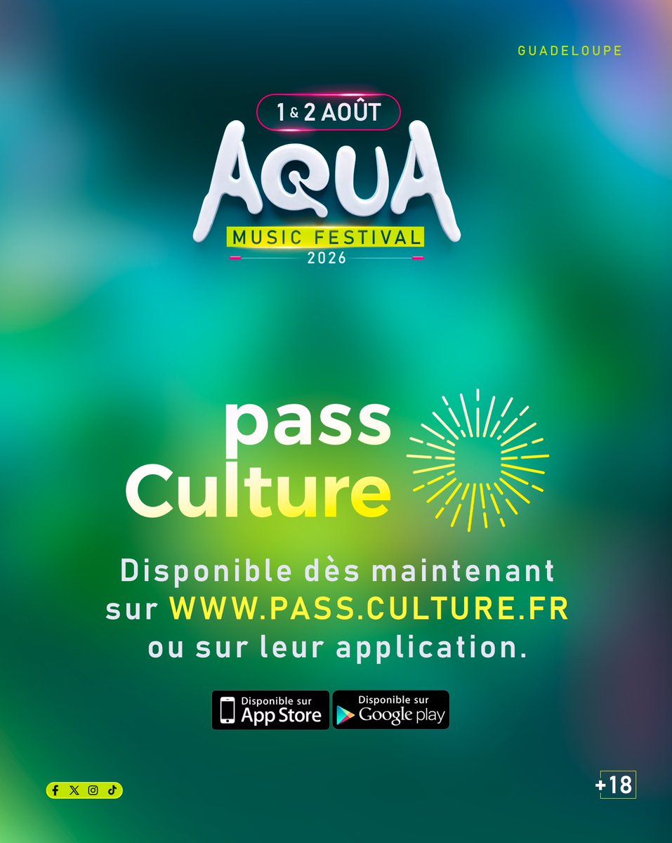 🎉 Le Pass Culture est désormais disponible pour participer à l’Aqua Music Festival 2026 !

🔞 Vous avez plus de 18 ans ? Avec le pass culture c’est gratuit et simple à faire !

🎫 Rendez-vous sans plus tarder le site pass.culture.fr ou sur leur application bancaire.