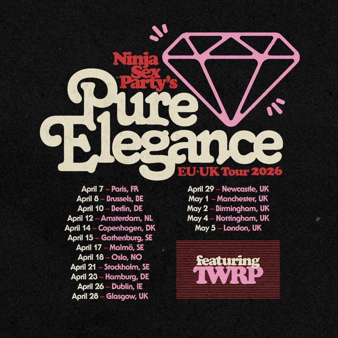 ninjasexparty's tweet image. It’s been seven years but we’re COMING BACK to Europe and the UK on our Pure Elegance Tour with @TWRPband! We can’t wait to bring luxury to some of our favorite cities, as well as BRAND NEW ONES. Tickets go on sale Nov 20!! (Or MONDAY if you’re on paid Patreon)