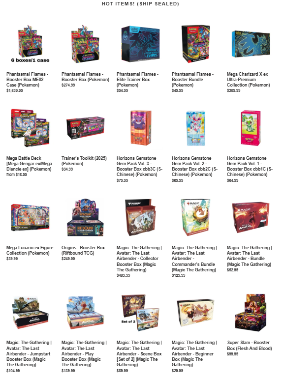 Some stuff and things as well as things and stuff have been stocked/restocked to our website. Limits may apply. Just a few new releases today...

Those local to us, most of these items are cheaper in store. We also have an Avatar Prerelease at 5:30pm!