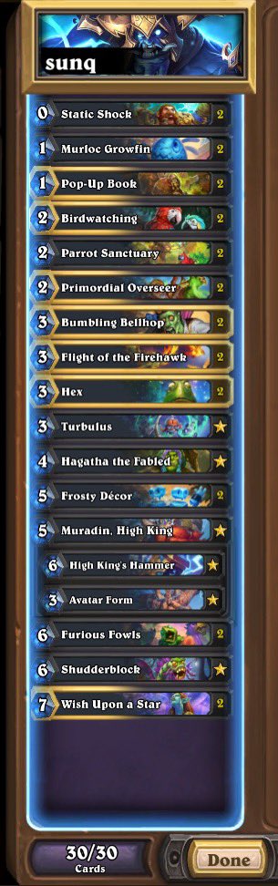 hs_zaj's tweet photo. November legend! I struggled mightily since Timeways released, but the patch yesterday was clutch. Sleeved up the hagatha shaman cook by sunq and took it 23-8 to legend. Very fun and feels quite powerful. Deck code in the reply https://t.co/c4LLEoxGpP
