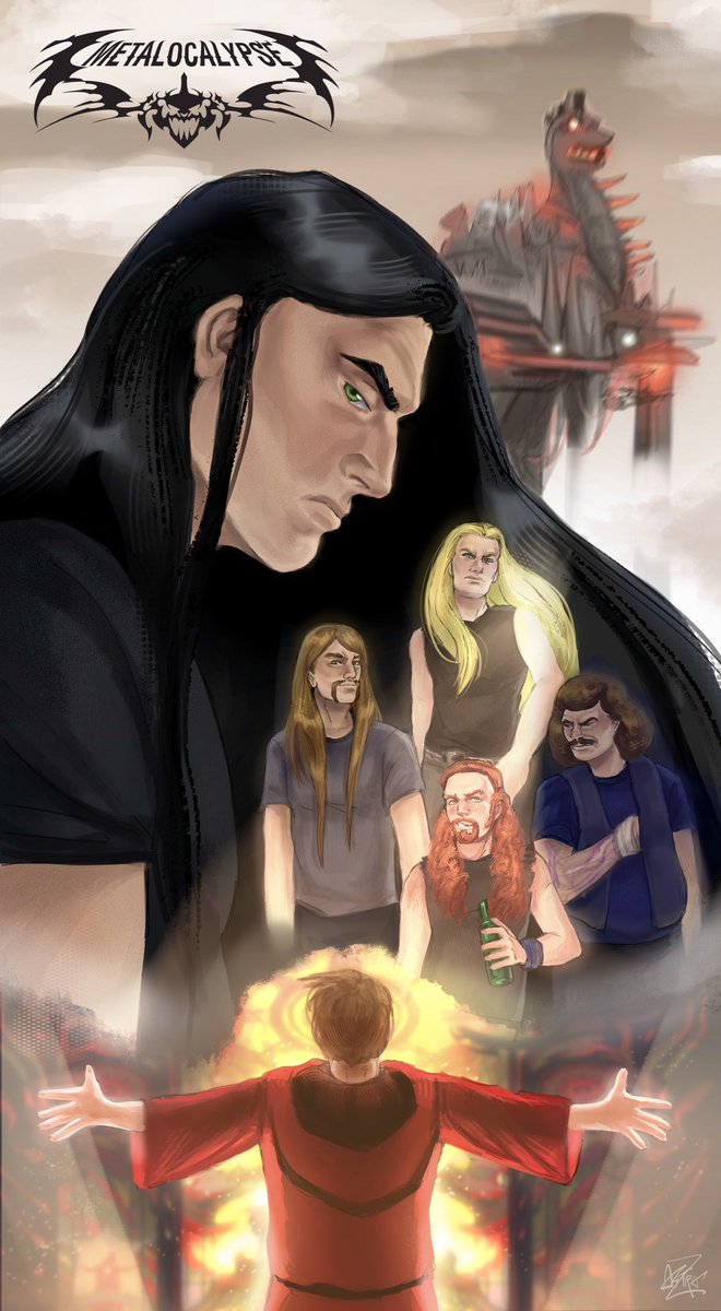 Aaaand the big drawing is finished:) This is how much I LOVE #Metalocalypse #Dethklok 🤘