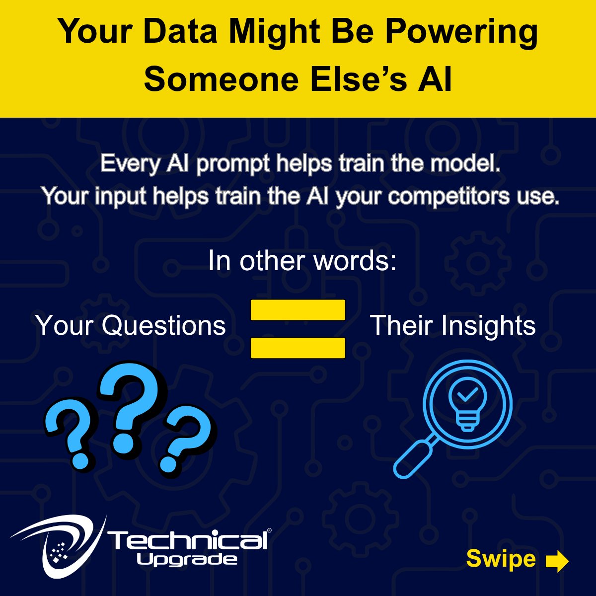 TechUpgrade's tweet image. AI is powerful, but it can quietly leak company data in ways many organizations miss. Personal AI accounts, unapproved tools, and simple uploads can expose sensitive info.

See the key risks every business should know.

#TechnicalUpgrade #CyberSecurity #AI #DataSecurity #ShadowIT