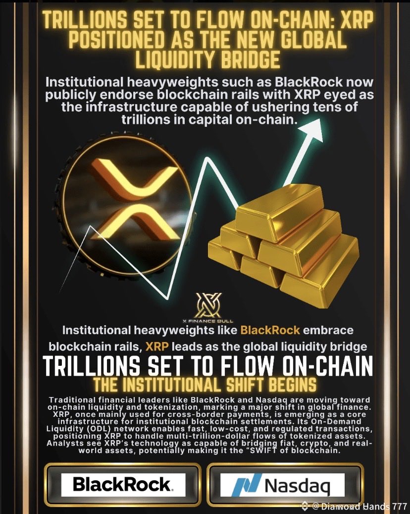 Ils t'ont dit que $XRP  était mort… pendant que BlackRock et Nasdaq se préparaient à déplacer des trillions sur la chaîne.

XRP n'est plus un jeton de transfert d'argent, il est positionné comme le nouveau pont de liquidité mondial.

Suivez moi pour savoir beaucoup en crypto.
