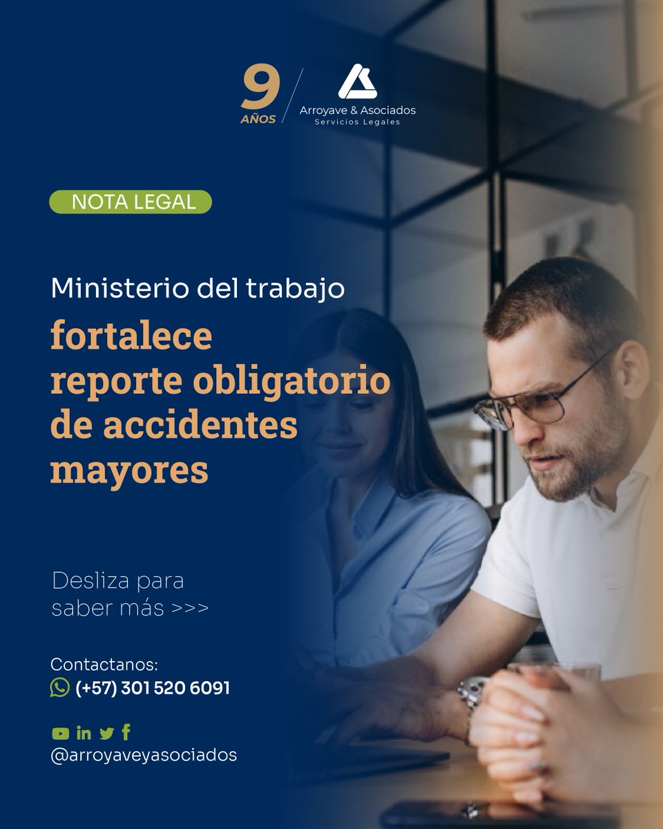 ArroyaveAsocia2's tweet image. En Arroyave &amp;amp; Asociados, le ayudamos a cumplir la norma y fortalecer sus protocolos.

📩 Contáctenos: (+57) 301 520 6091 - 302 869 9553

#SeguridadLaboral #Resolución1890 #CumplimientoNormativo